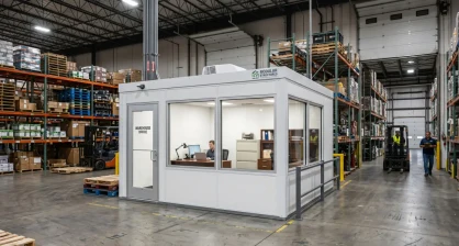 In-plant modular office system installed inside a Delaware warehouse