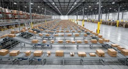 Material handling conveyor system installed in a Delaware warehouse