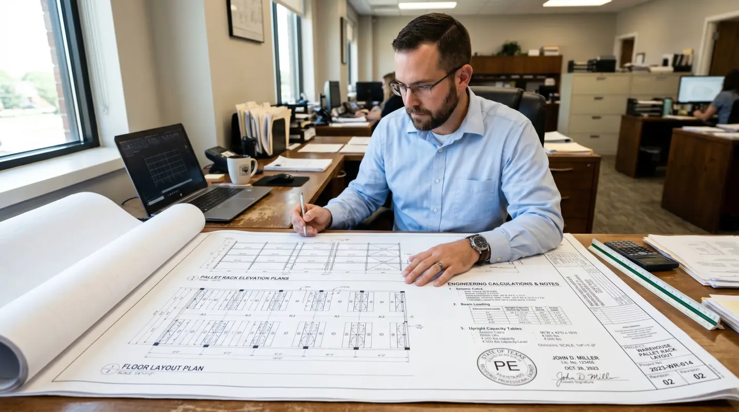 Pallet racking engineering drawings and permit documentation for Delaware warehouses